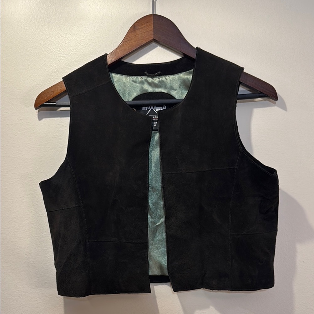Wilsons Dark Brown Cropped Leather Vest